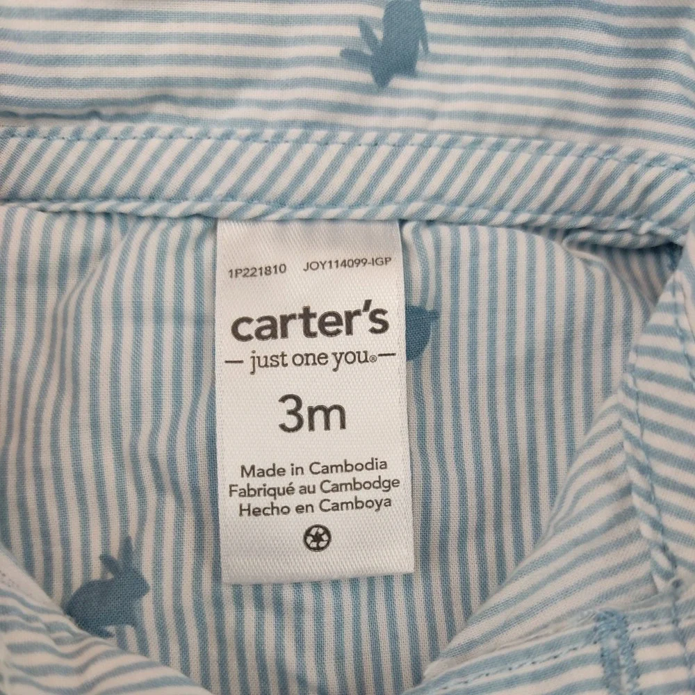 CARTER'S INFANTS TODDLERS BOYS SNAP-UP POPLIN ROMPER,‎ NWT 3M